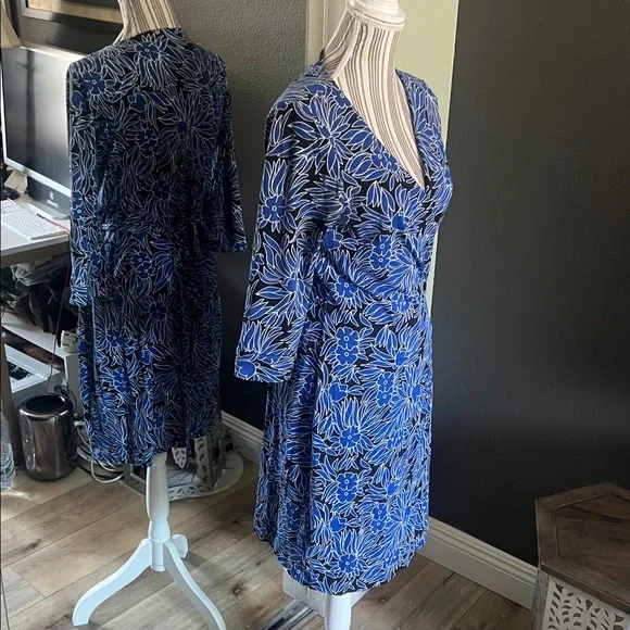 🛑 1 hour sale. Diane Von Furstenberg, Women's Blue Midi Dress Size 10 - Picture 11 of 11